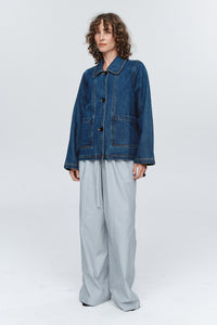 MARLE CROPPED PEA JACKET WASHED INDIGO