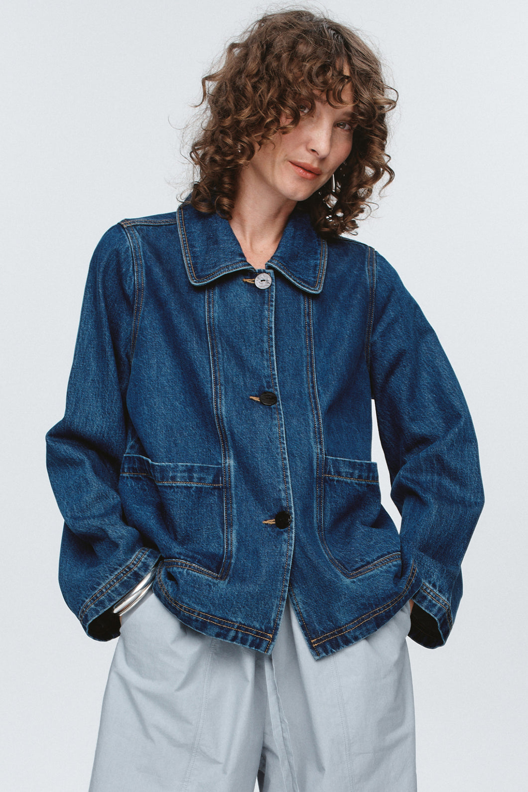 MARLE CROPPED PEA JACKET WASHED INDIGO