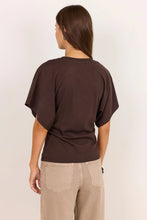 Load image into Gallery viewer, COMING SOON | RE:UNION CADENCE CHOCOLATE COTTON GATHERED WAIST DETAIL SHORT SLEEVE TEE
