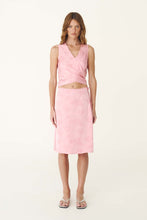 Load image into Gallery viewer, ROWIE CARLA JACQUARD MIDI SKIRT PETAL PINK FLORAL
