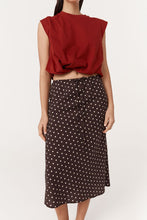 Load image into Gallery viewer, ROWIE FRANNIE SILK MIDI SKIRT CACAO SPOT
