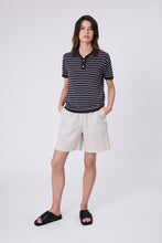Load image into Gallery viewer, MARLOW CHIME KNIT POLO CAROB STRIPE
