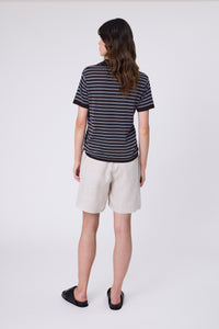 MARLOW CHIME KNIT POLO CAROB STRIPE