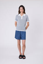 Load image into Gallery viewer, MARLOW CHIME KNIT POLO INDIGO STRIPE
