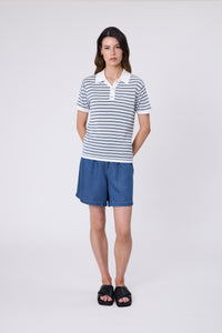 MARLOW CHIME KNIT POLO INDIGO STRIPE