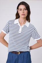 Load image into Gallery viewer, MARLOW CHIME KNIT POLO INDIGO STRIPE
