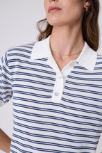 Load image into Gallery viewer, MARLOW CHIME KNIT POLO INDIGO STRIPE
