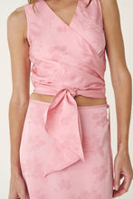 Load image into Gallery viewer, ROWIE CLOUDIA JACQUARD WRAP TOP PETAL PINK FLORAL

