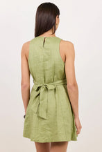 Load image into Gallery viewer, IVY + JACK COMPOSED MOSS PANNELED LINEN TIE SLEEVELESS MINI DRESS
