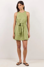 Load image into Gallery viewer, IVY + JACK COMPOSED MOSS PANNELED LINEN TIE SLEEVELESS MINI DRESS
