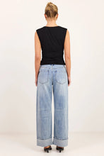 Load image into Gallery viewer, AMONG THE BRAVE EMERGE WASHED OUT BLUE TURN UP LONG JEANS
