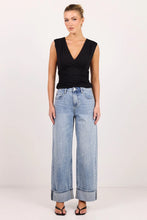 Load image into Gallery viewer, AMONG THE BRAVE EMERGE WASHED OUT BLUE TURN UP LONG JEANS
