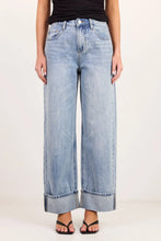 Load image into Gallery viewer, AMONG THE BRAVE EMERGE WASHED OUT BLUE TURN UP LONG JEANS
