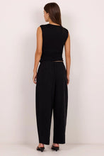 Load image into Gallery viewer, STORIES BE TOLD MANIFESTO BLACK FRONT PLEAT BARREL LEG PANTS
