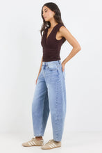Load image into Gallery viewer, AMONG THE BRAVE GRADUATE LIGHT BLUE STRETCH BARREL JEANS
