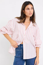 Load image into Gallery viewer, BY ROSA CONNECTION PINK STRIPE BUTTON FRONT BLOUSE
