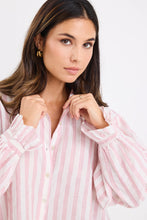 Load image into Gallery viewer, BY ROSA CONNECTION PINK STRIPE BUTTON FRONT BLOUSE
