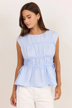 Load image into Gallery viewer, STORIES BE TOLD CONTEXT ICE BLUE LINEN RELAXED SLEEVELESS TOP
