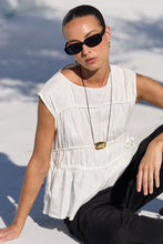 Load image into Gallery viewer, COMING SOON | STORIES BE TOLD CONTEXT IVORY LINEN RELAXED SLEEVELESS TOP
