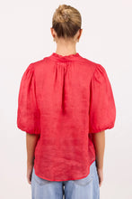 Load image into Gallery viewer, IVY + JACK CONTINUANCE  RED RAMIE HIGH NECK BUTTONED SS TOP
