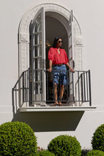 Load image into Gallery viewer, IVY + JACK CONTINUANCE  RED RAMIE HIGH NECK BUTTONED SS TOP
