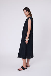 MARLOW COSTA LINEN DRESS BLACK