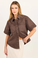 Load image into Gallery viewer, COMING SOON | STORIES BE TOLD CRUCIAL MOCHA DENIM SHORT SLEEVE SHACKET
