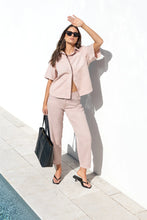 Load image into Gallery viewer, STORIES BE TOLD CRUCIAL PALE PINK DENIM SHORT SLEEVE SHACKET
