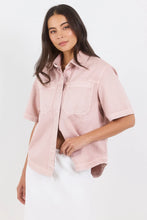 Load image into Gallery viewer, STORIES BE TOLD CRUCIAL PALE PINK DENIM SHORT SLEEVE SHACKET
