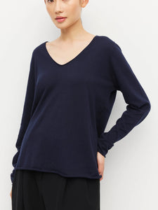 JHL BY JULIETTE HOGAN V-NECK LONG SLEEVE NAVY
