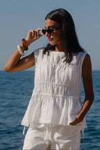 Load image into Gallery viewer, COMING SOON | STORIES BE TOLD CONTEXT IVORY LINEN RELAXED SLEEVELESS TOP
