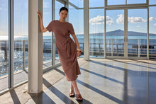 Load image into Gallery viewer, MARLOW DELTA TIE DRESS SPICE/WHITE
