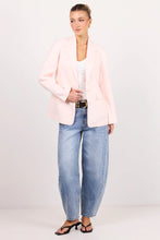 Load image into Gallery viewer, AMONG THE BRAVE DIPLOMA SOFT PINK LINEN TWO BUTTON VENT SLEEVE BLAZER
