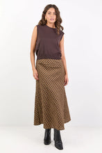 Load image into Gallery viewer, STORIES BE TOLD COMPANION CHOCOLATE CARAMEL CHECK COTTON BLEND BIAS MAXI SKIRT
