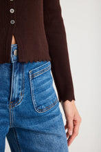Load image into Gallery viewer, IVY + JACK DITTO CHOCOLATE BUTTON FRONT RIB KNIT LS TOP
