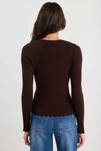 Load image into Gallery viewer, IVY + JACK DITTO CHOCOLATE BUTTON FRONT RIB KNIT LS TOP
