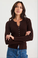 Load image into Gallery viewer, IVY + JACK DITTO CHOCOLATE BUTTON FRONT RIB KNIT LS TOP
