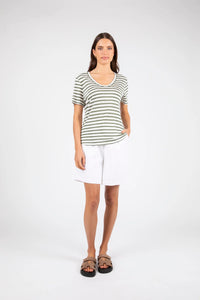 MARLOW ATHENS STRIPE TEE PISTACHIO STRIPE