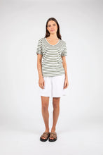 Load image into Gallery viewer, MARLOW ATHENS STRIPE TEE PISTACHIO STRIPE
