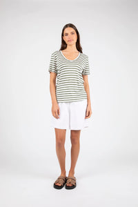 MARLOW ATHENS STRIPE TEE PISTACHIO STRIPE