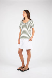 MARLOW ATHENS STRIPE TEE PISTACHIO STRIPE