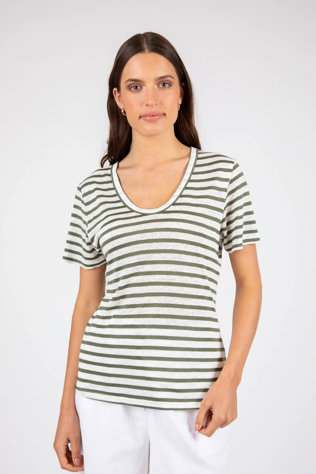 MARLOW ATHENS STRIPE TEE PISTACHIO STRIPE