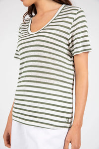 MARLOW ATHENS STRIPE TEE PISTACHIO STRIPE