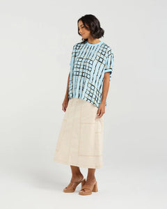 ET ALIA BREA TOP SKYLINE PLAID