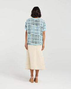 ET ALIA BREA TOP SKYLINE PLAID
