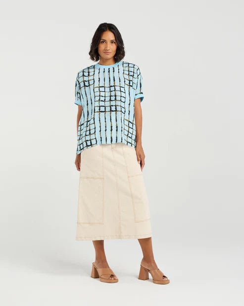 ET ALIA BREA TOP SKYLINE PLAID