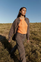 Load image into Gallery viewer, ROWIE CARLOTTA LINEN WIDE PANTS BROWN STRIPE
