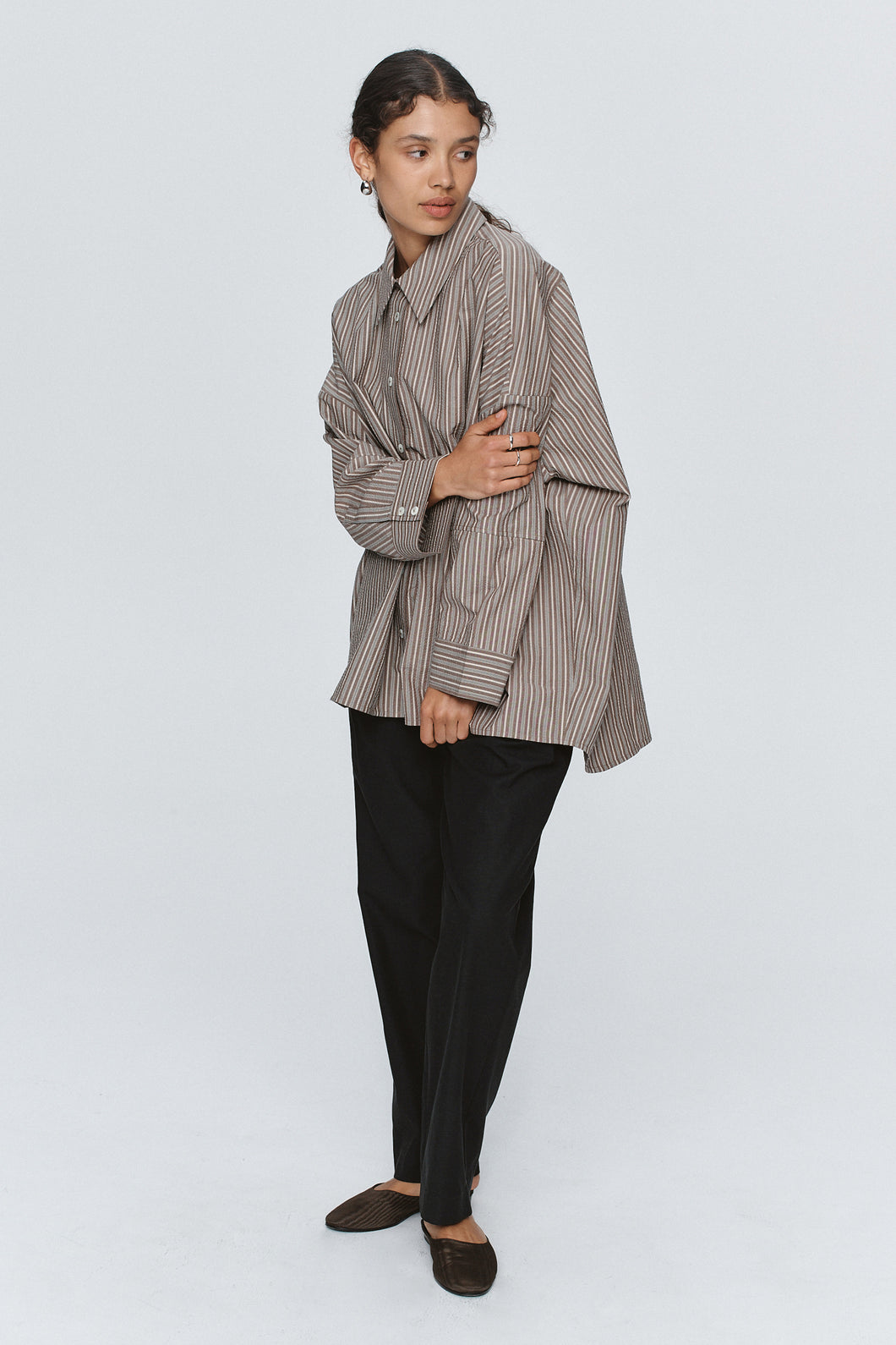 MARLE EDIE SHIRT CHOCOLATE STRIPE