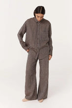 Load image into Gallery viewer, ROWIE CARLOTTA LINEN WIDE PANTS BROWN STRIPE
