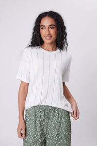 MARLOW EMBER KNIT TEE CHALK